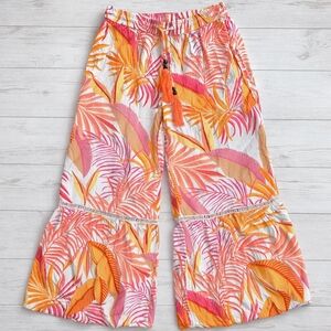 True Destination Palazzo Pants Tropical Resort Drawstring Large